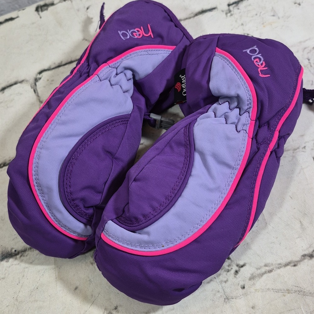 Head Jr Outlast Girls Ski Gloves Purple Side-Zip Easy On Snow Mittens Size Small